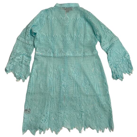 Colleen Lopez Baby Blue Lace Bell Sleeve Dress Size Medium nwt - Picture 5 of 8